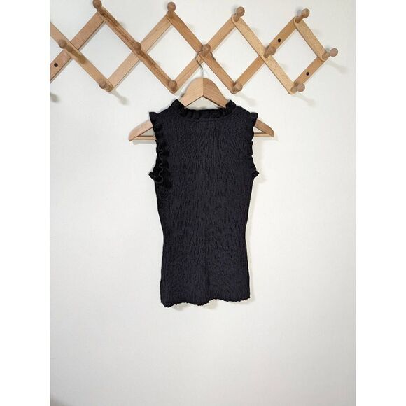 Current Air Los Angeles Black Ruffled Sleeveless Sweater Tank Top - Size S - Picture 4 of 7